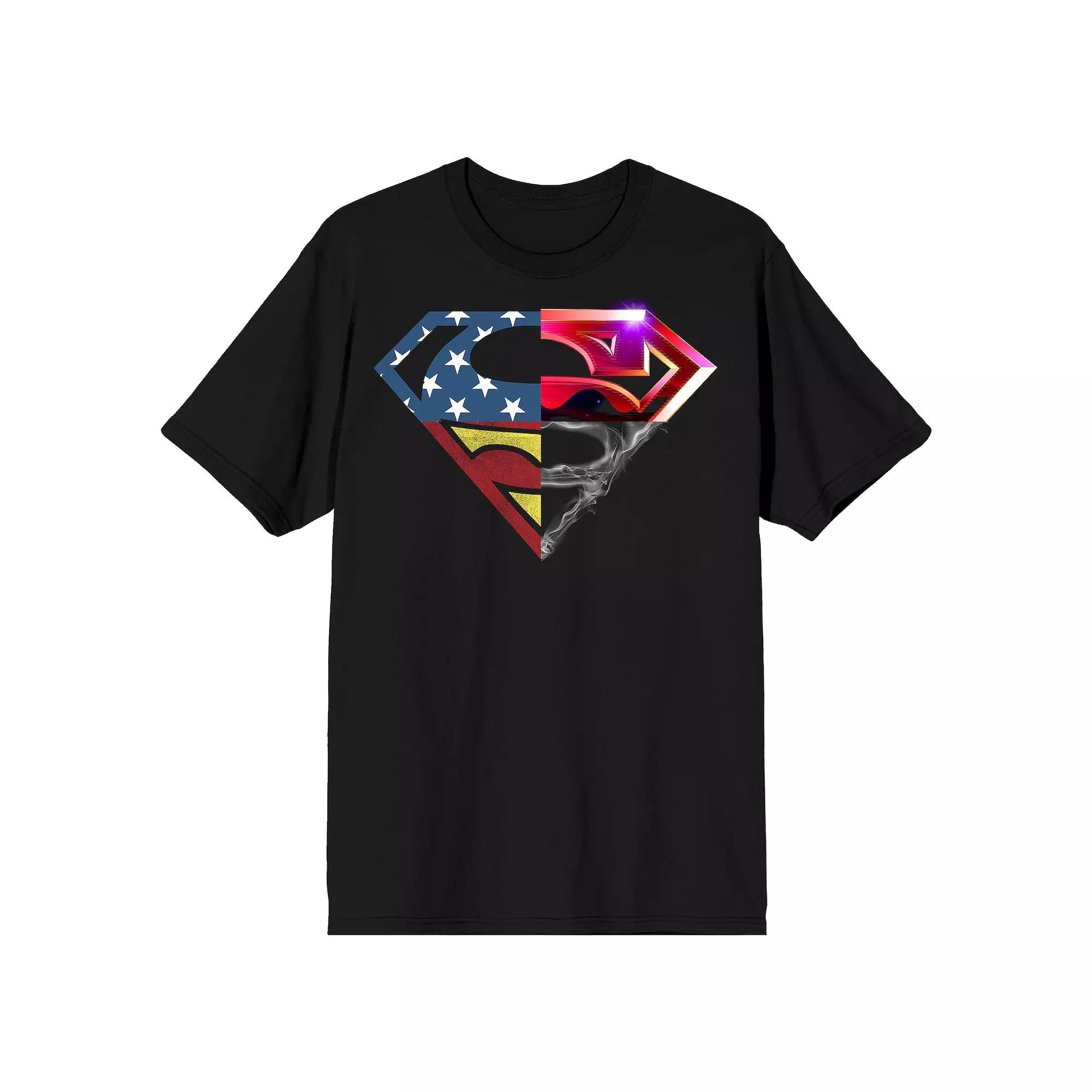 Men's Superman Four Logo Tee, Size: XXL, Black Product Image