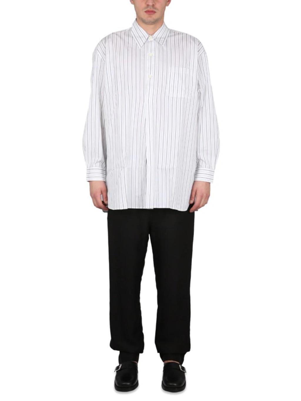 OUR LEGACY Popover Shirt White And Blue Striped Cotton Shirt - Popover Shirt Product Image