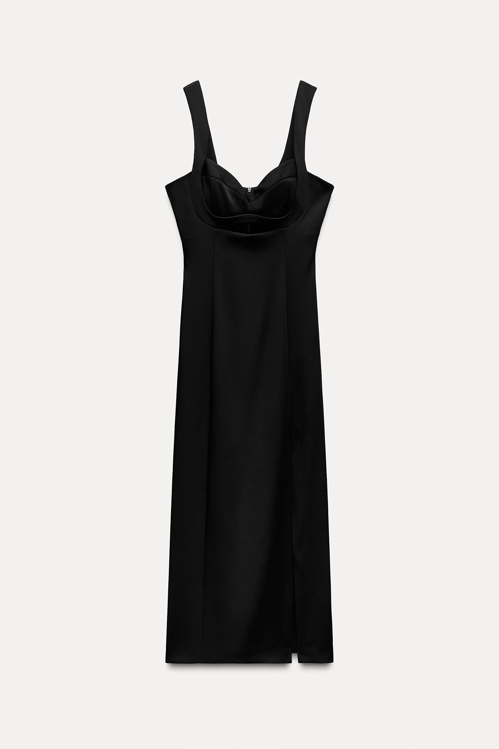 SATIN EFFECT CUT OUT MIDI DRESS Product Image