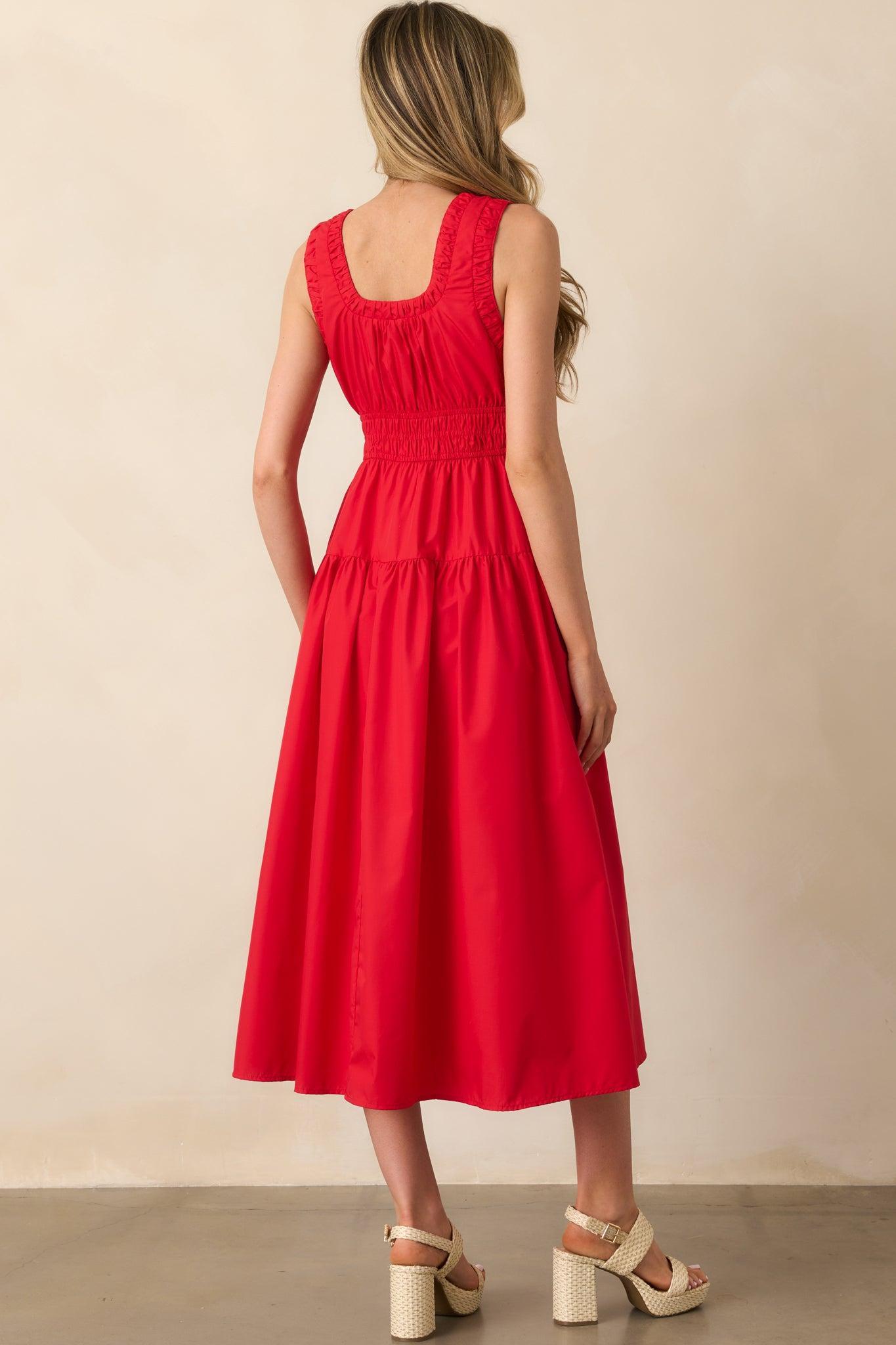 Better Late Than Never Red Sleeveless Midi Dress Product Image