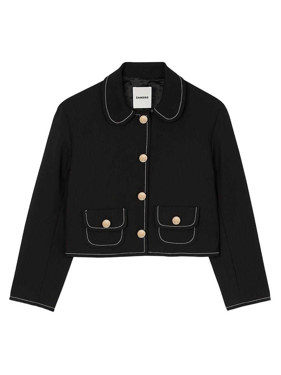 Womens Peter Pan Collar Cropped Jacket Product Image