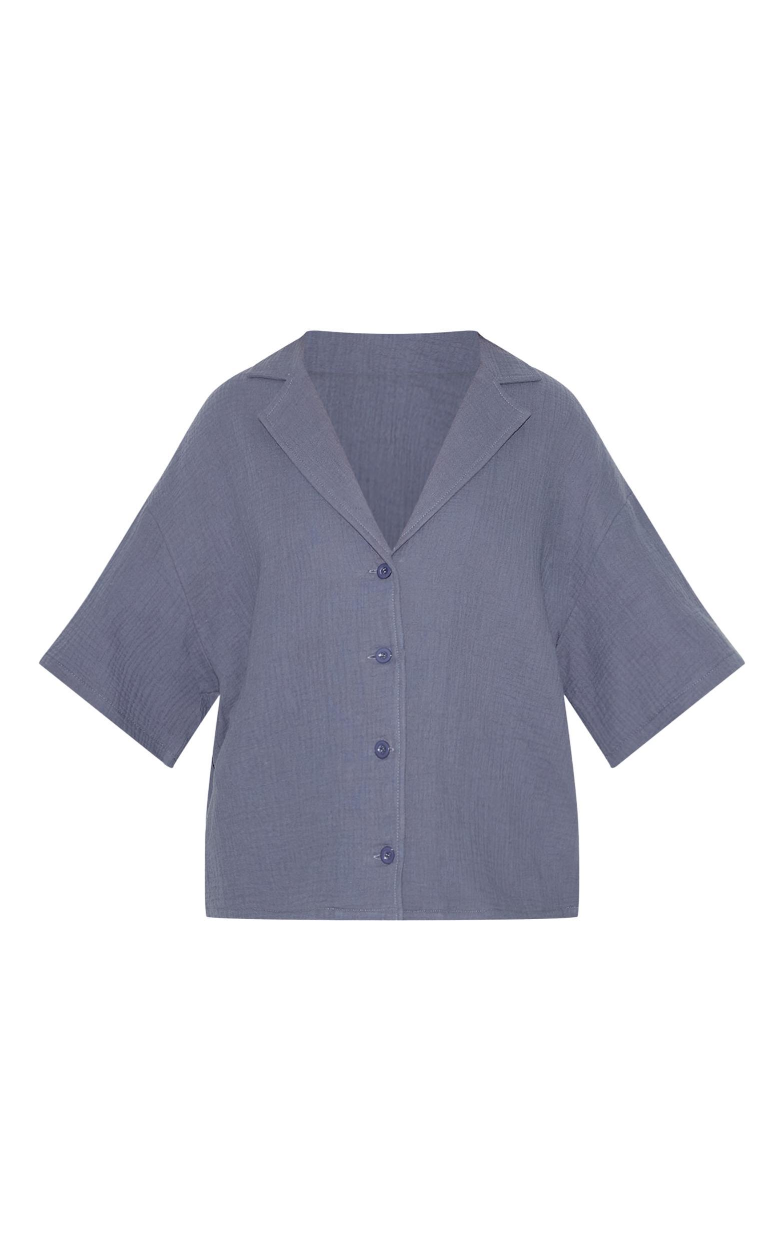 Charcoal Woven  Short Sleeve Shirt Product Image
