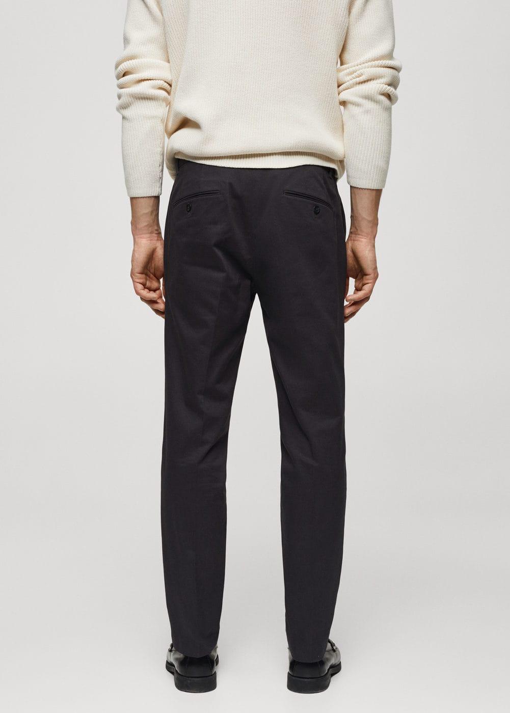 Mango Mens Slim-Fit Cotton Pleated Pants Product Image