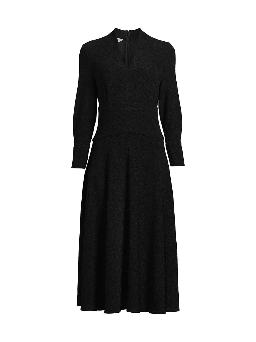 Womens Sparkle Fit & Flare Stretch V-Neck Midi-Dress Product Image