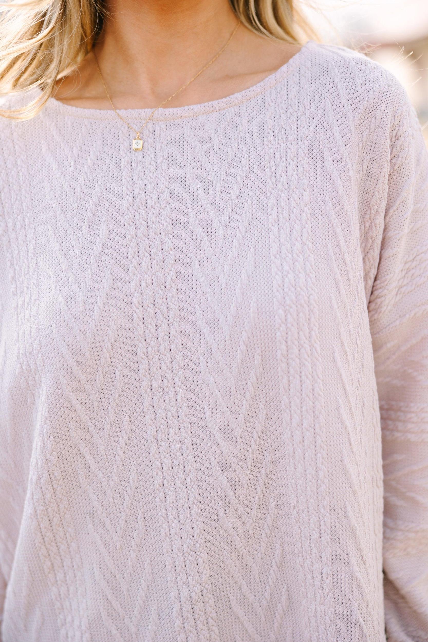 The Slouchy Taupe Brown Cable Knit Top Female Product Image