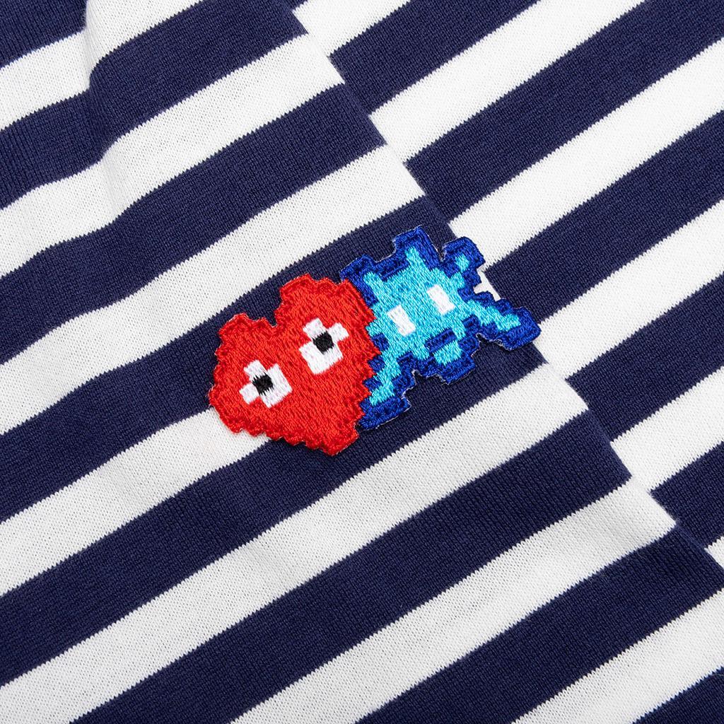 Comme des Garcons PLAY x the Artist Invader Women's Striped L/S Tee - Blue/White Female Product Image