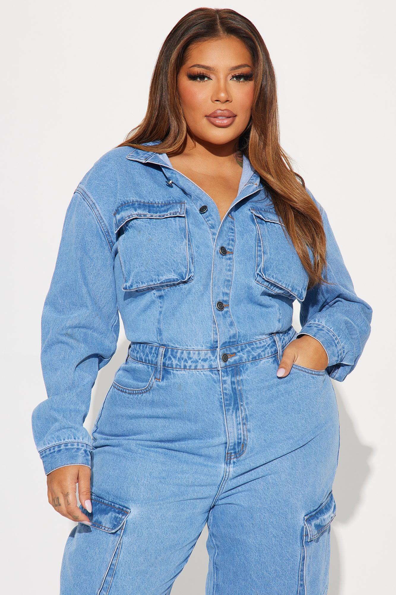 Step Back Denim Jumpsuit  - Light Wash Product Image