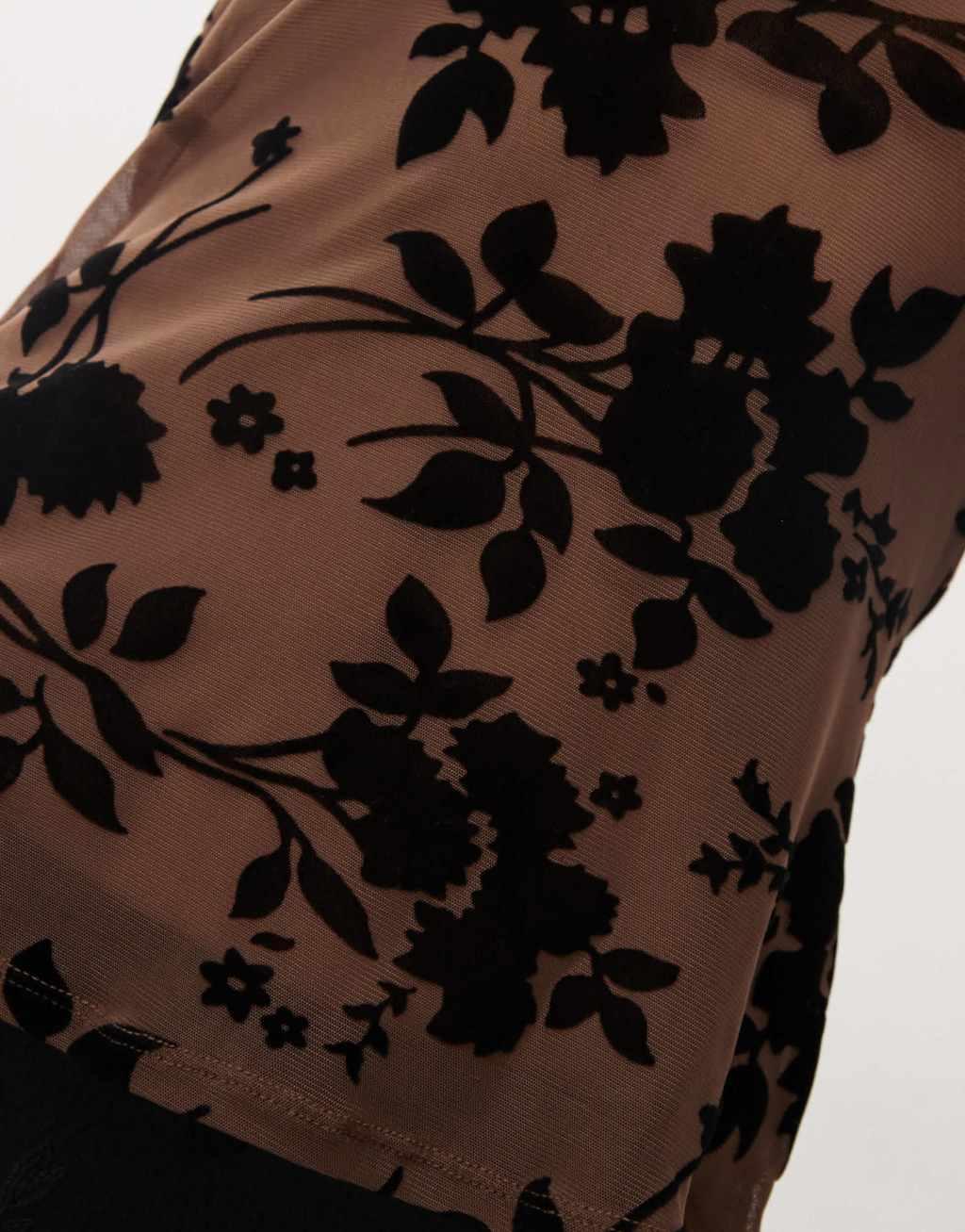 Motel bilancia flocked floral bandeau top in brown Product Image