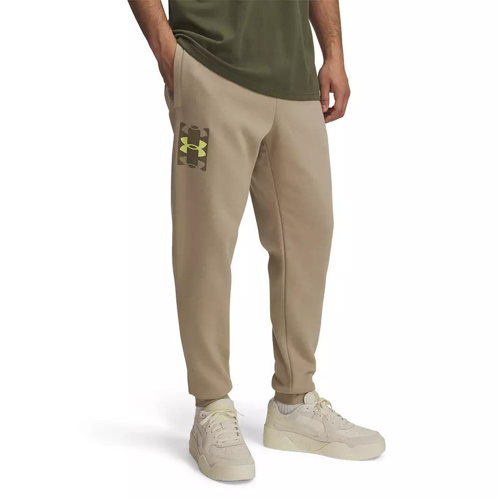 Mens Under Armour Rival Fleece Logo Joggers City Green Product Image