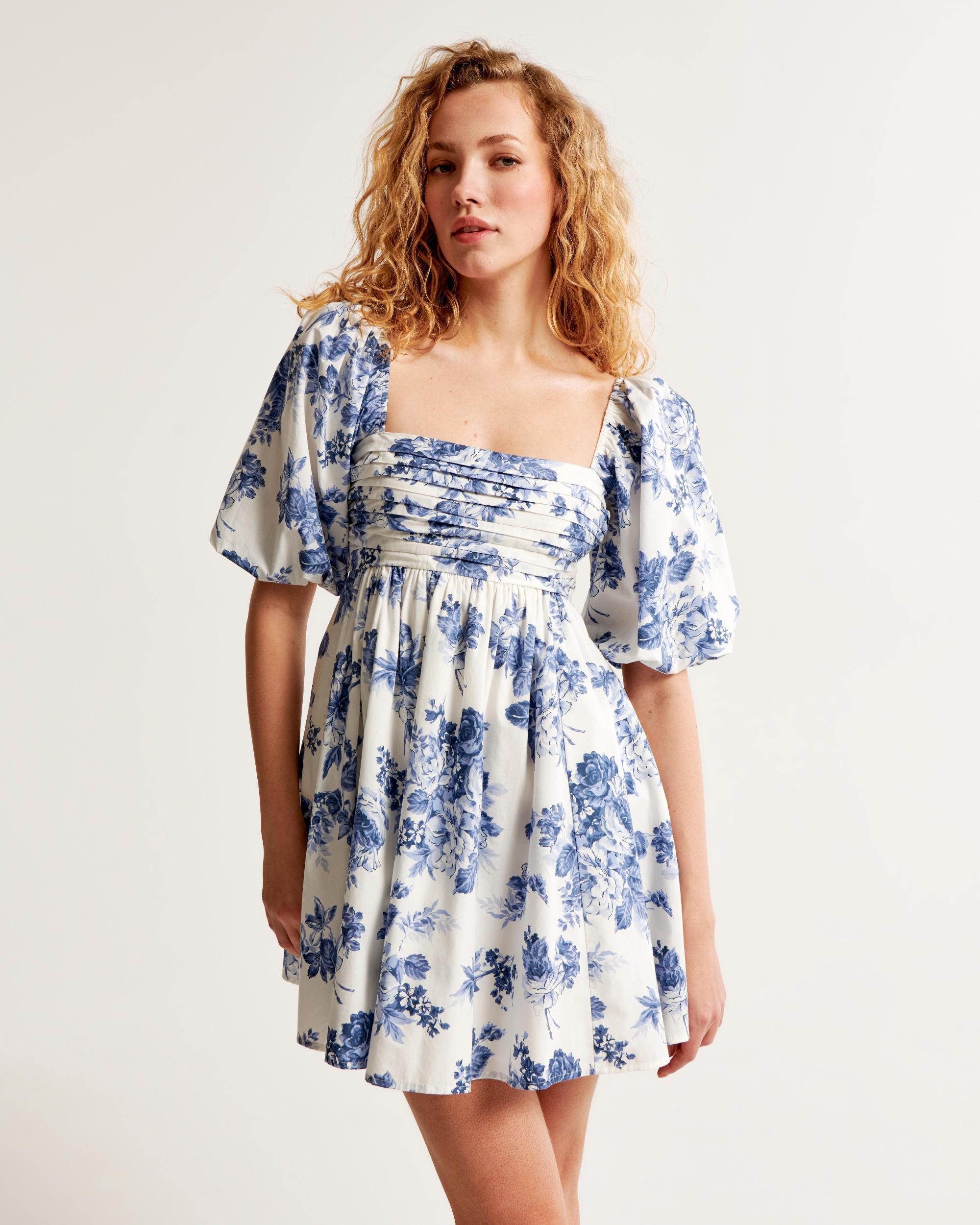 The A&F Emerson Poplin Puff Sleeve Mini Dress Product Image