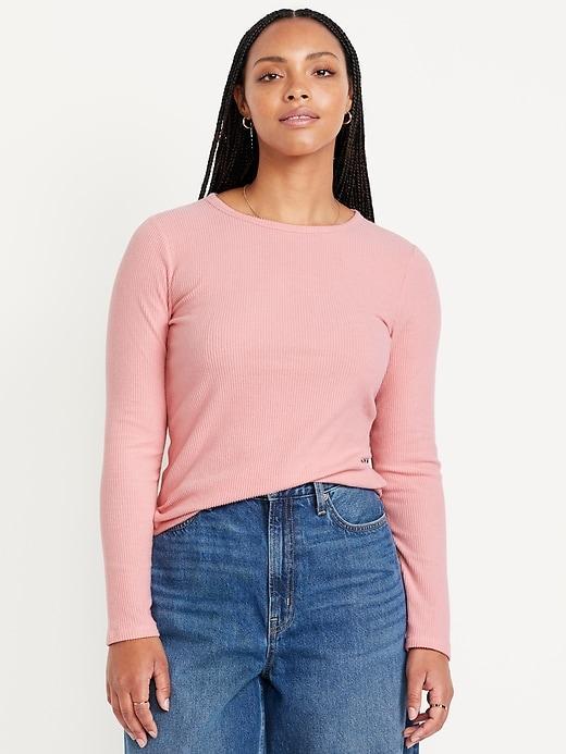 Plush-Knit Long-Sleeve T-Shirt Product Image