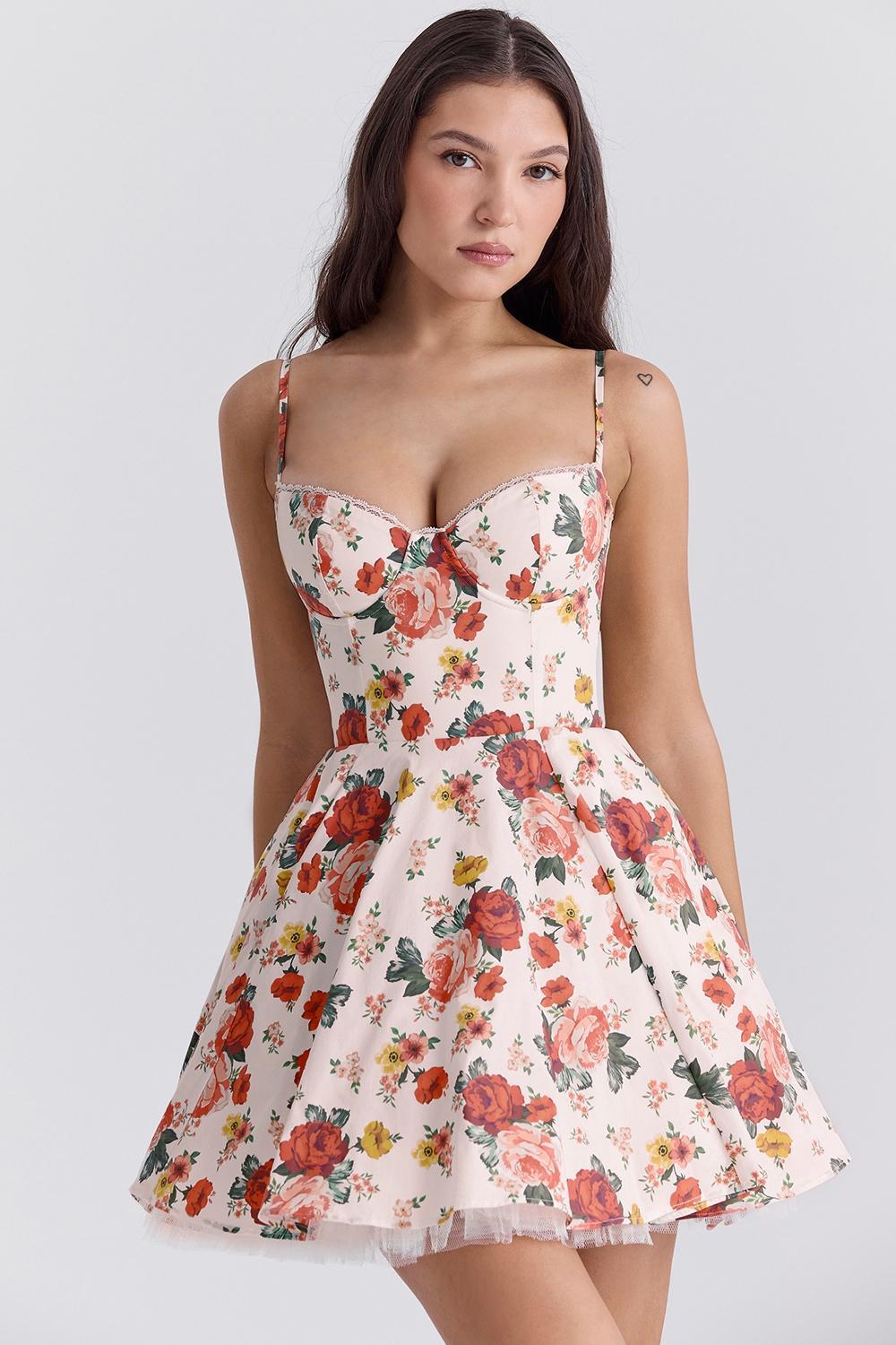 Minimoiselle  italian rose print tulle mini dress Product Image