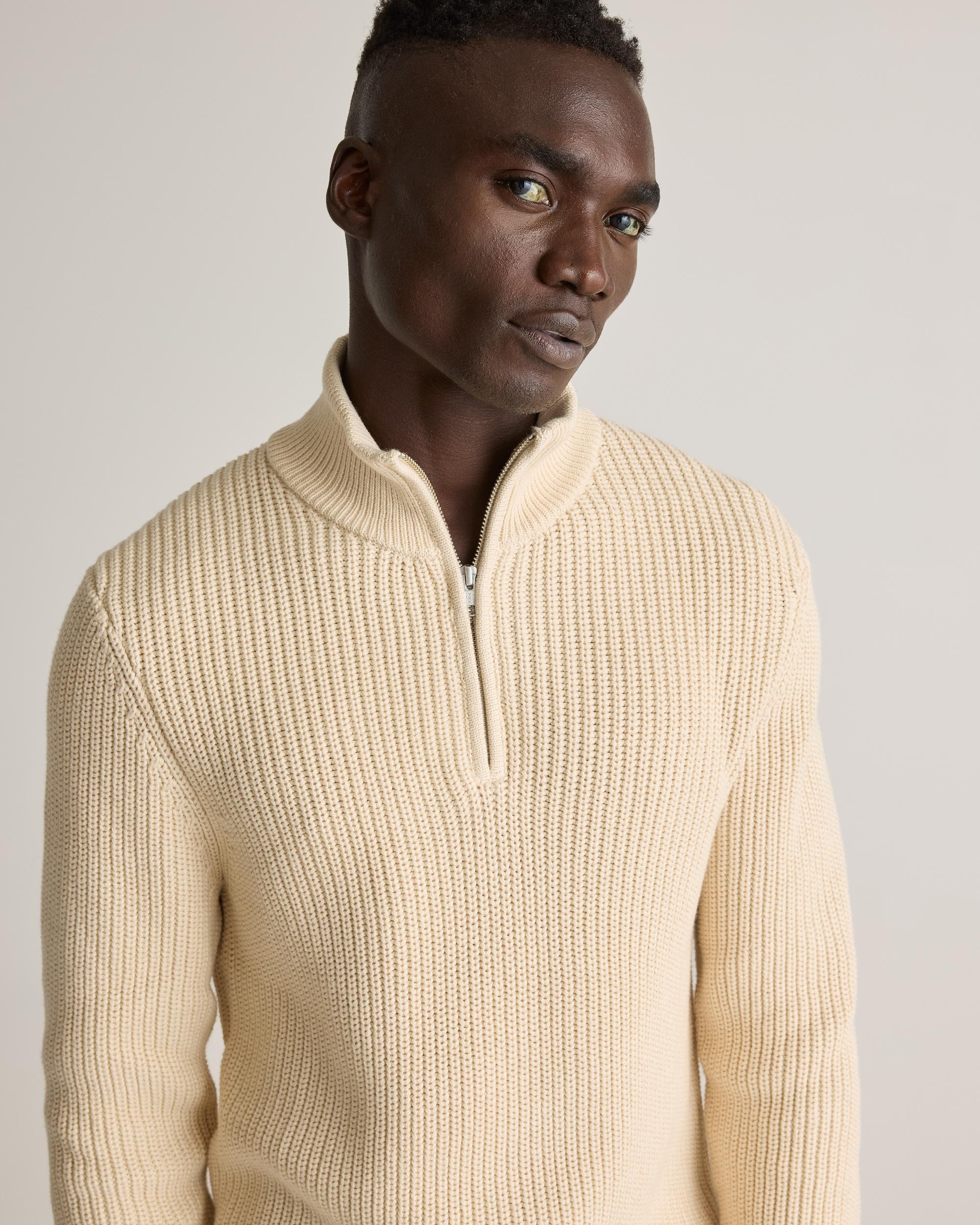 Quince | Men's Fisherman Quarter-Zip Sweater Organic Cotton Product Image