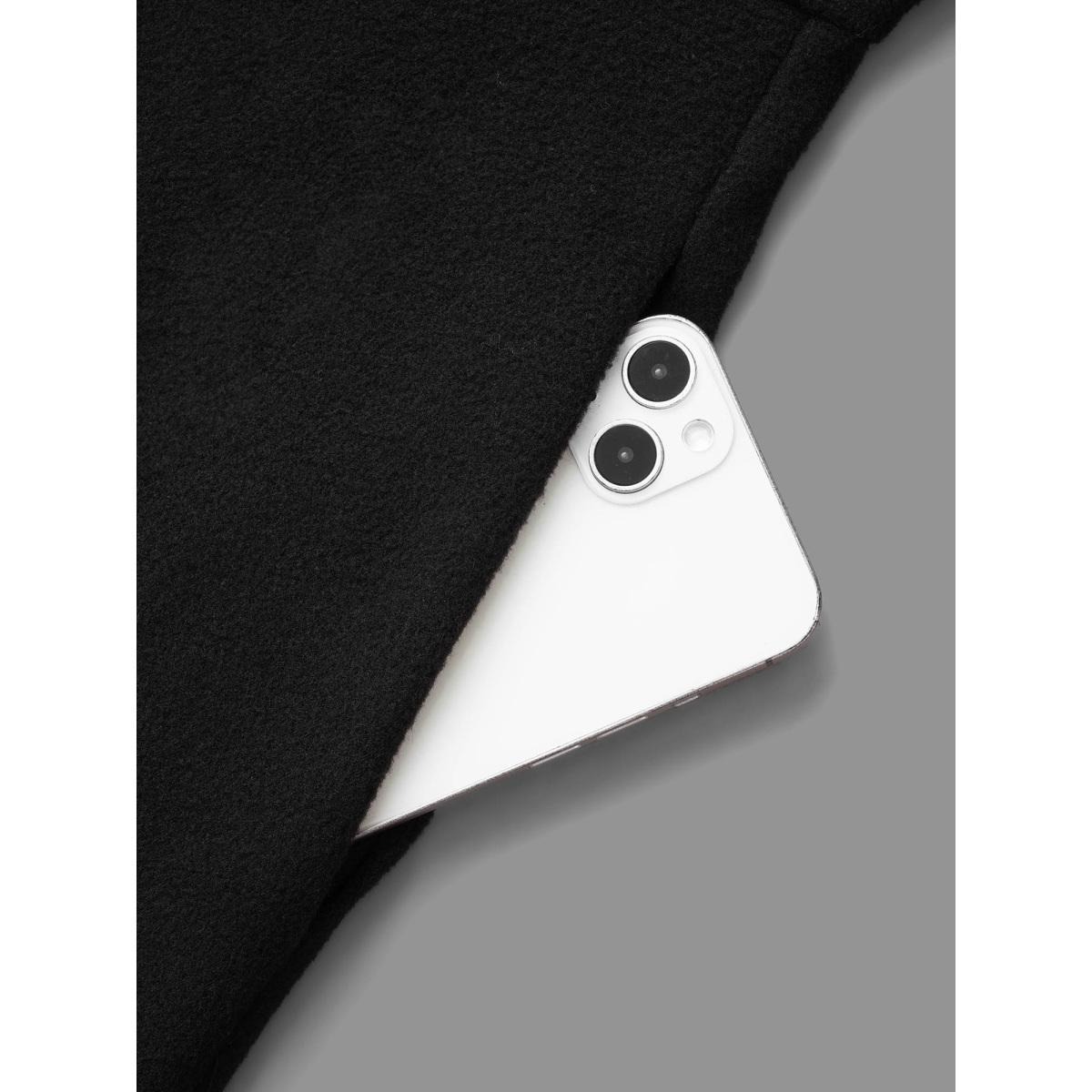 Plus Size Curved Hem Zipper Placket Pockets Coat Women Black Elegant Non Bodycon Ladies Everyday Winter Coats BloomChic 14-16/1X Product Image