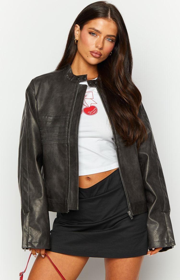 Sam Vintage Black PU Jacket Product Image