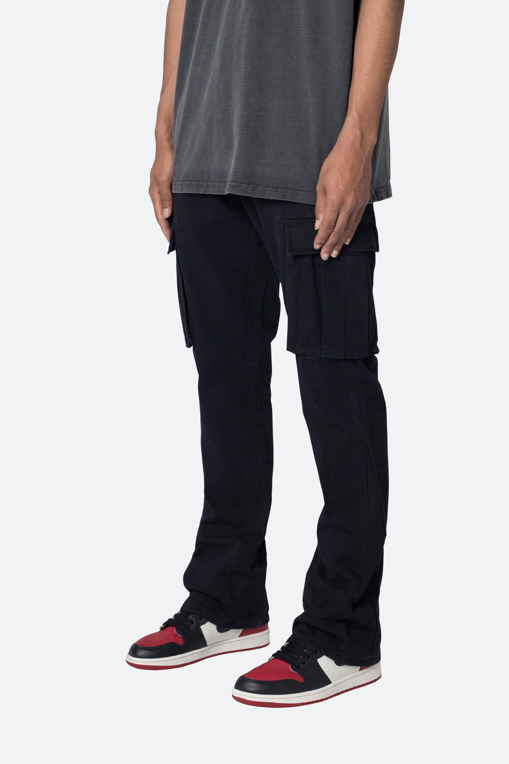 Twill Flare Cargo Pants - Black Product Image