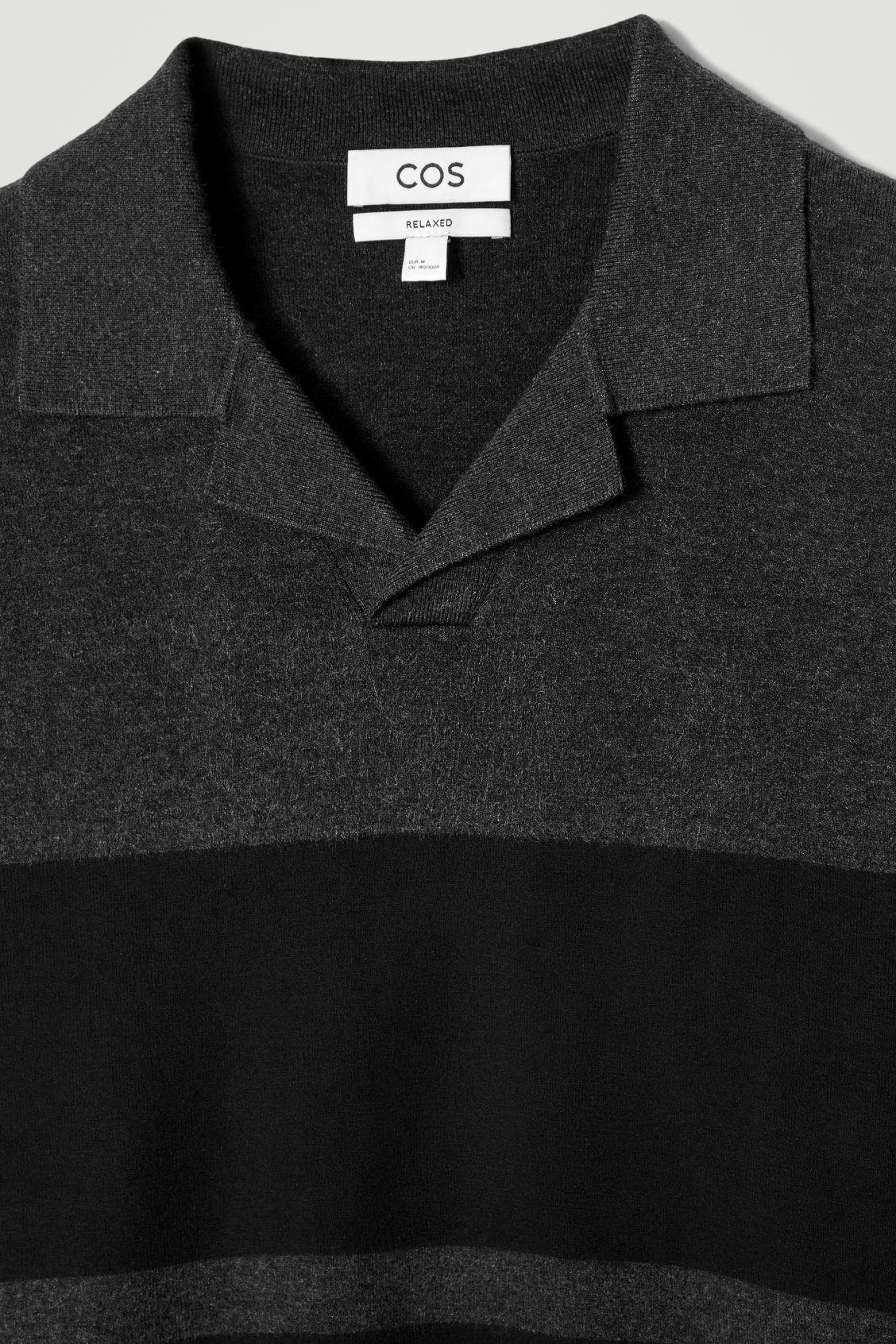 STRIPED DOUBLE-FACED KNITTED POLO SHIRT Product Image