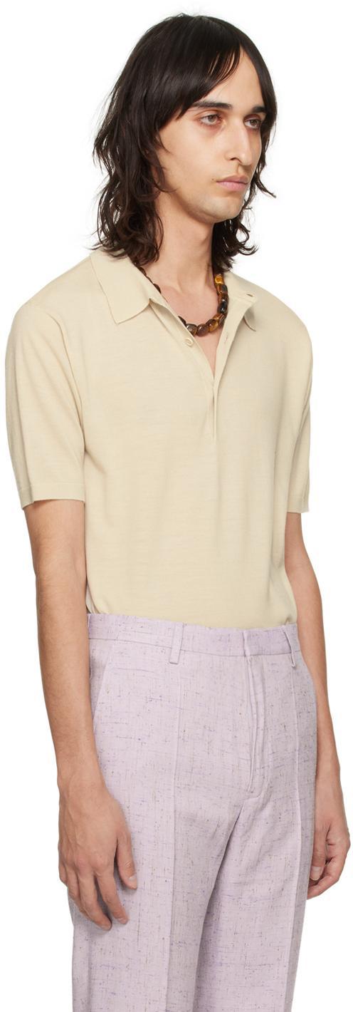 DRIES VAN NOTEN Beige Spread Collar Polo In 5 Ecru Product Image