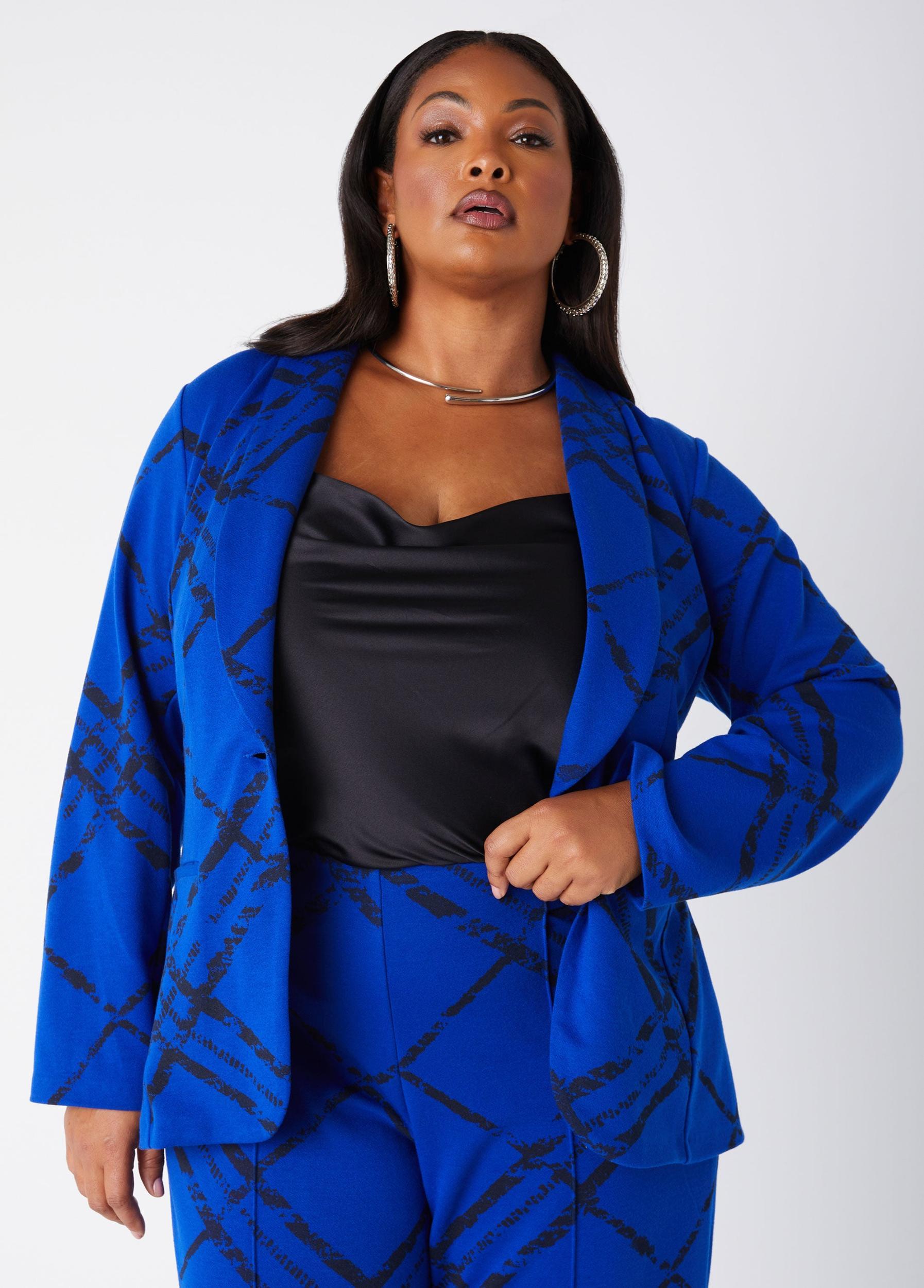 Plus Size Belted Plaid Jacket Ashley Stewart Product Image