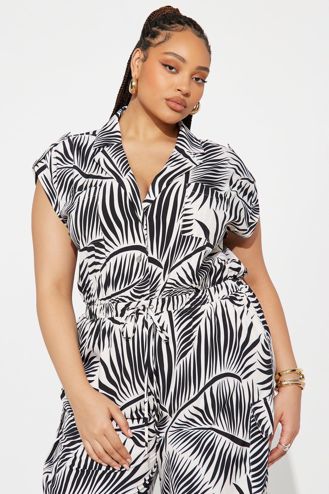 Rosalia Tropical Jumpsuit - Black/White Product Image