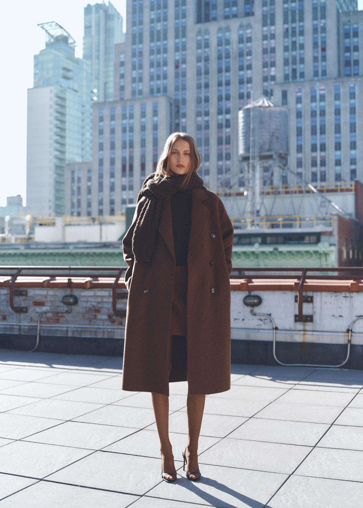 Double-breasted wool coat - Women | MANGO USA Product Image