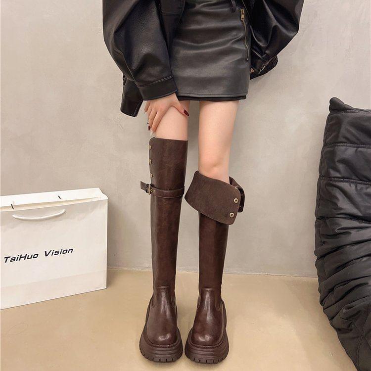 Platform Plain Tall Boots Product Image