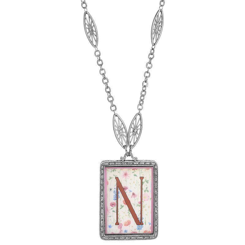 1928 Floral Motif Initial Pendant, Women's, G Product Image