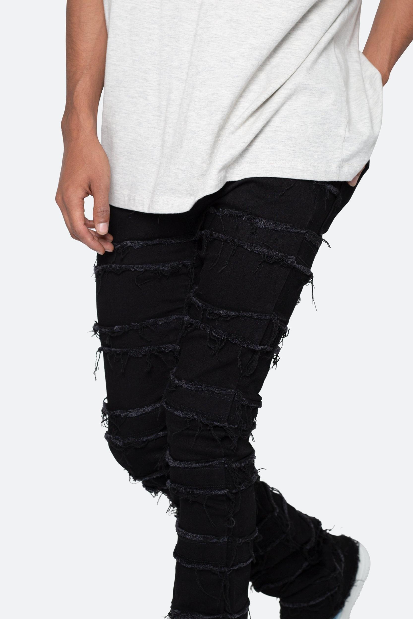 X597 Paneled Skinny Stacked Denim - Black Product Image