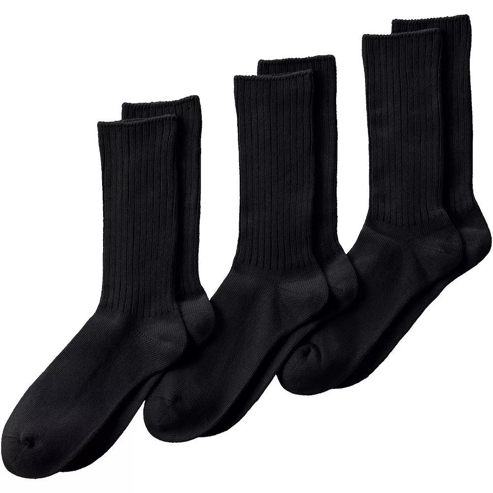 Men's Lands' End Crew Socks 3-Pack, Size: Large, Radiant Blue Product Image