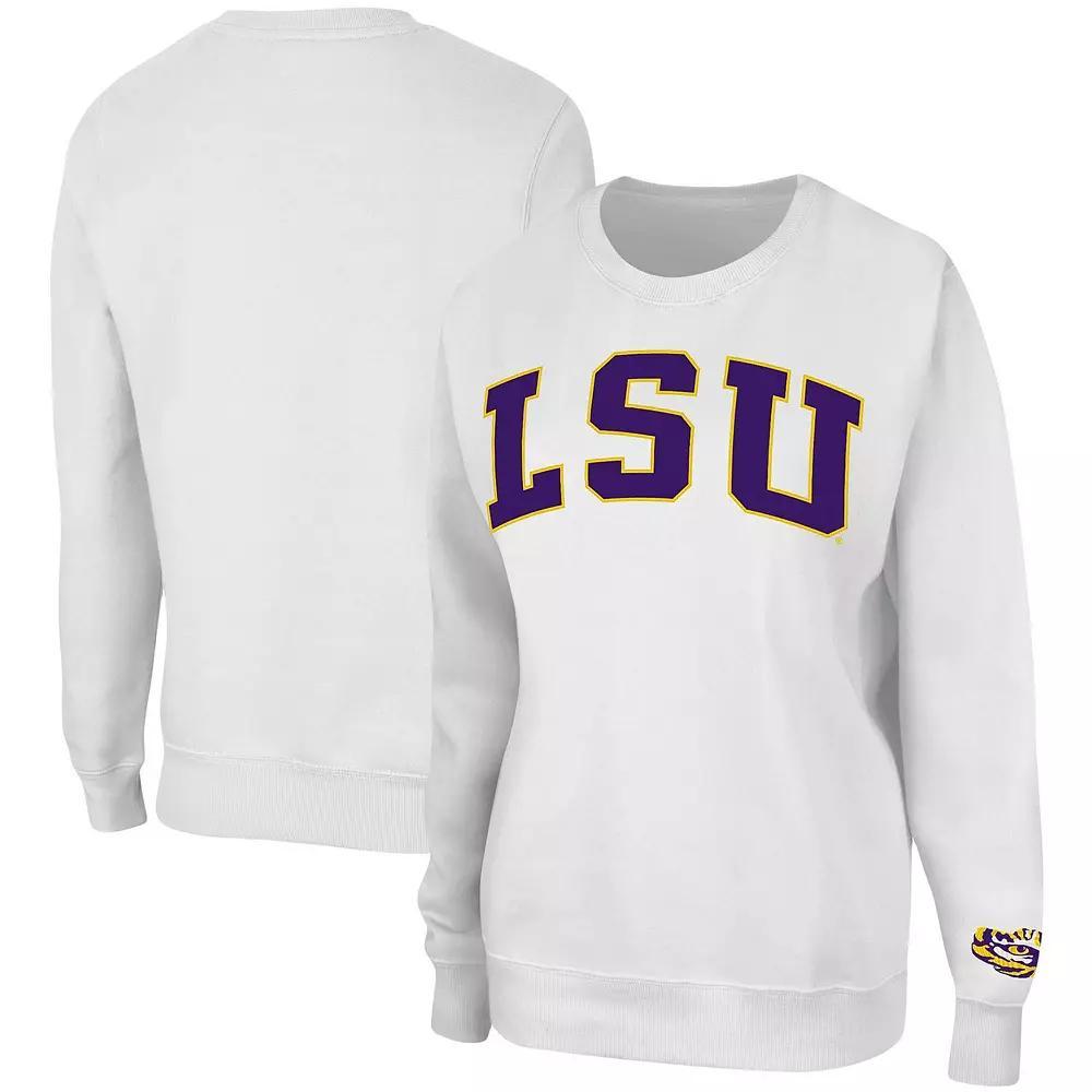 Women's Colosseum White LSU Tigers Campanile Pullover Sweatshirt, Size: 2XL Product Image