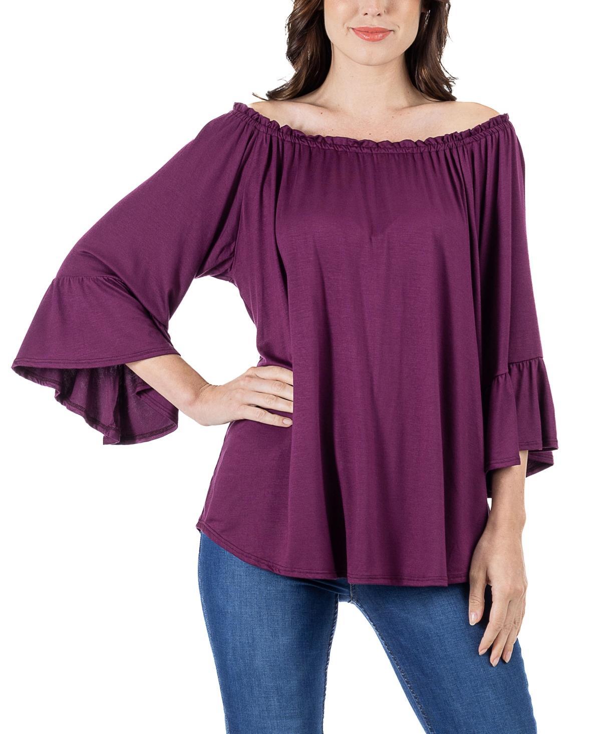 24seven Comfort Apparel Womens Bell Sleeve Loose Fit Tunic Top Product Image