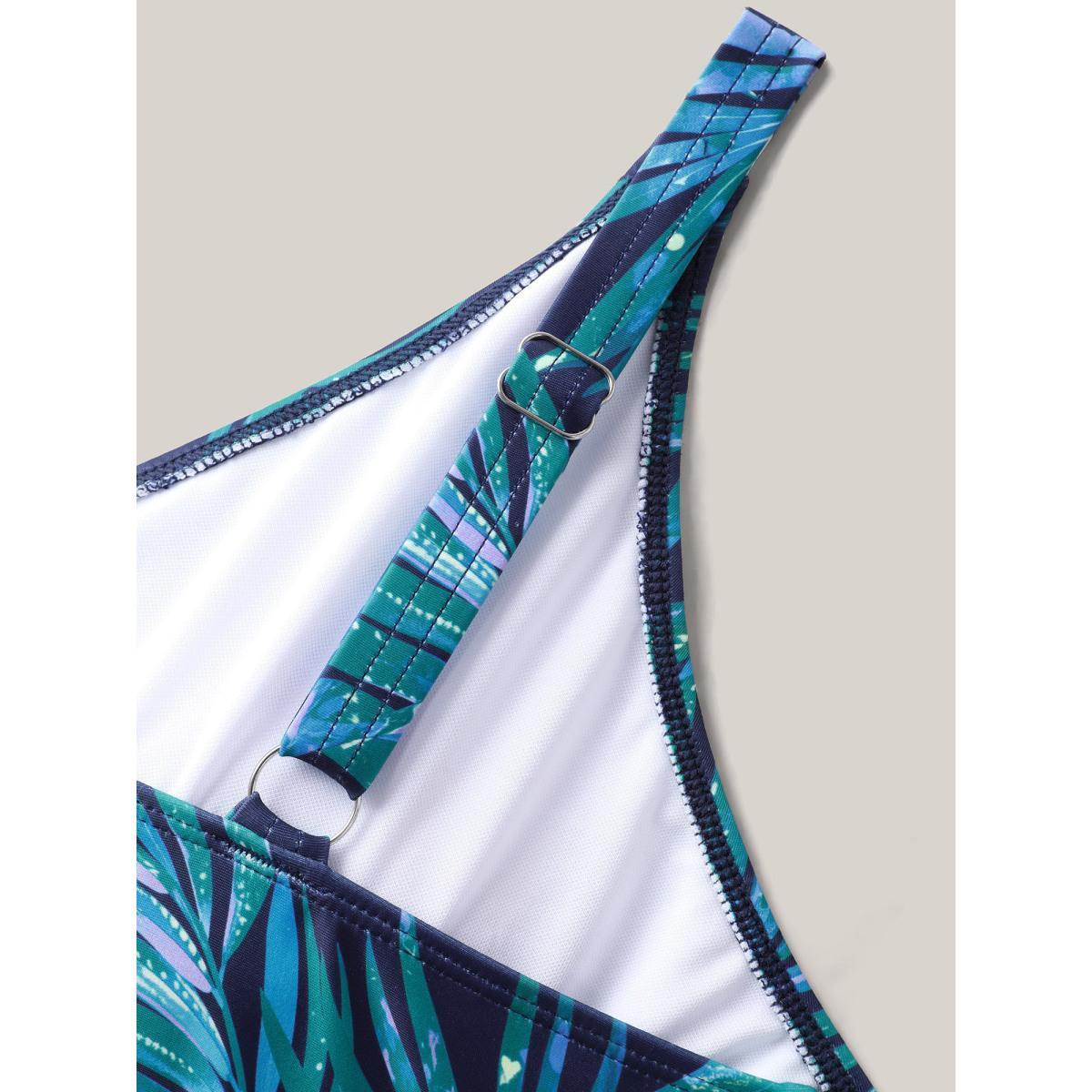 Plus Size Tropical Color Block One-Piece Swimsuit Women's Swimwear Emerald Beach Gathered Curve Bathing Suits High stretch One Pieces BloomChic 10/M Product Image