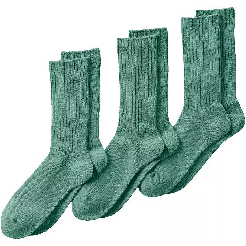Men's Lands' End Crew Socks 3-Pack, Size: XS, White Product Image