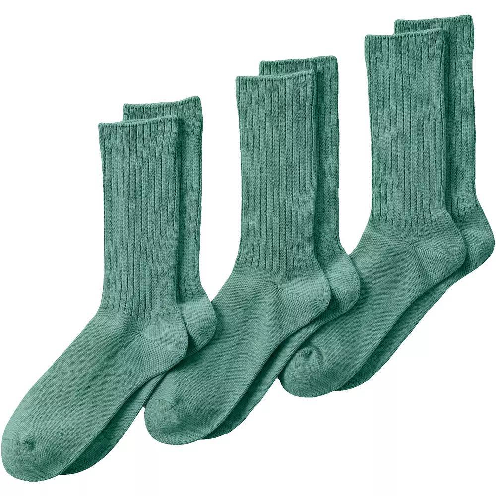 Men's Lands' End Crew Socks 3-Pack, Size: XS, White Product Image