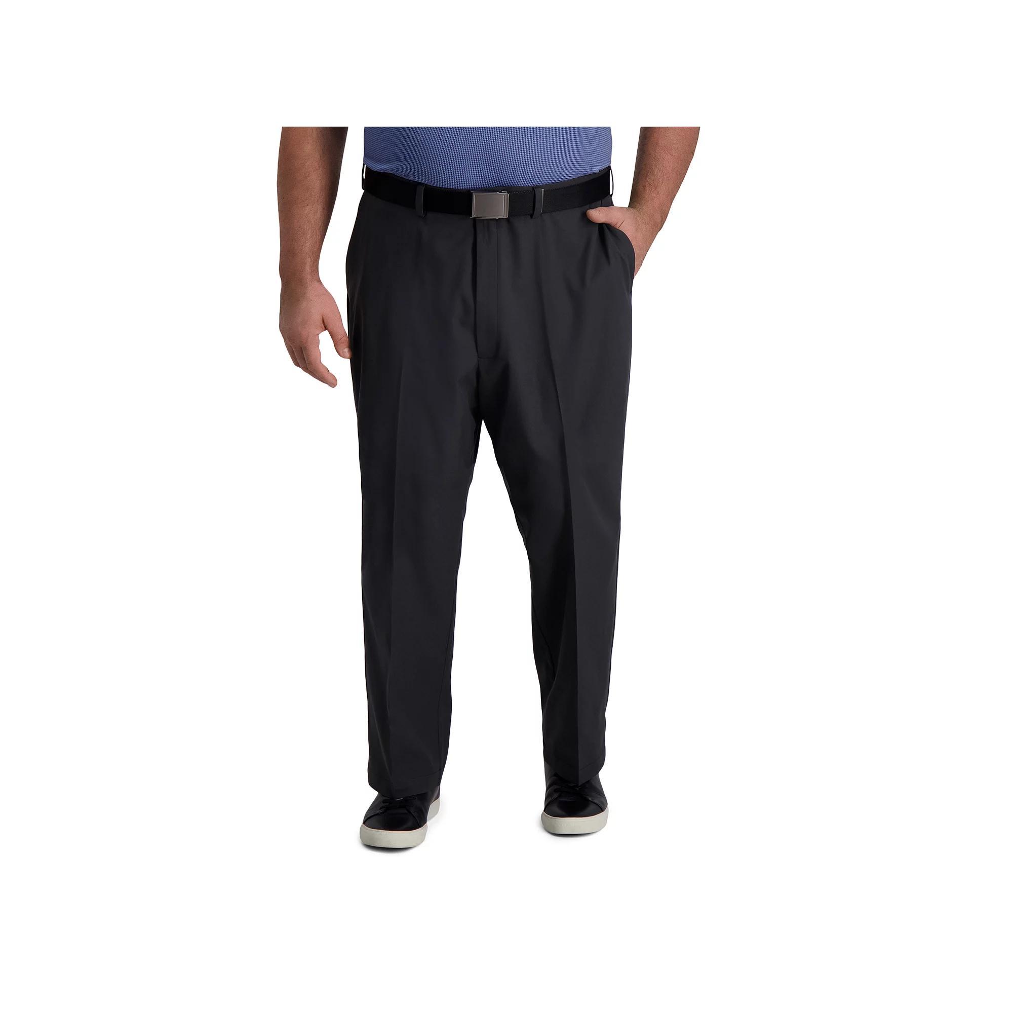 Big & Tall Haggar Cool Right Classic-Fit Flat-Front Performance Flex Pants, Mens Black Product Image