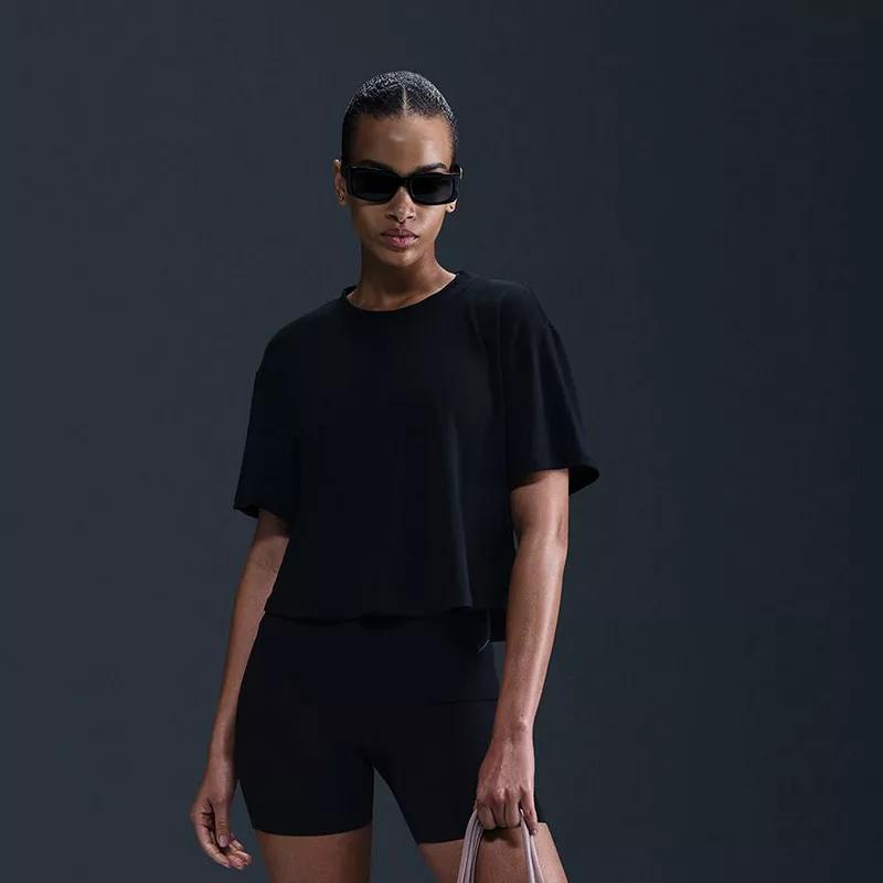 Women's Nike Relaxed Dri-Fit Cropped Top, Size: XL, Black Product Image