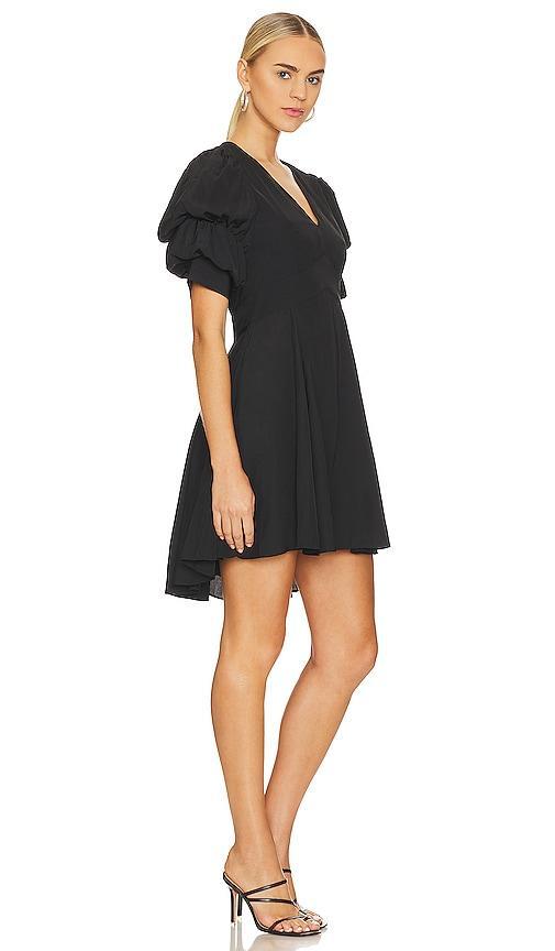 1. STATE Short Puffed Sleeve V-Neck Suede Satin Mini Dress Product Image