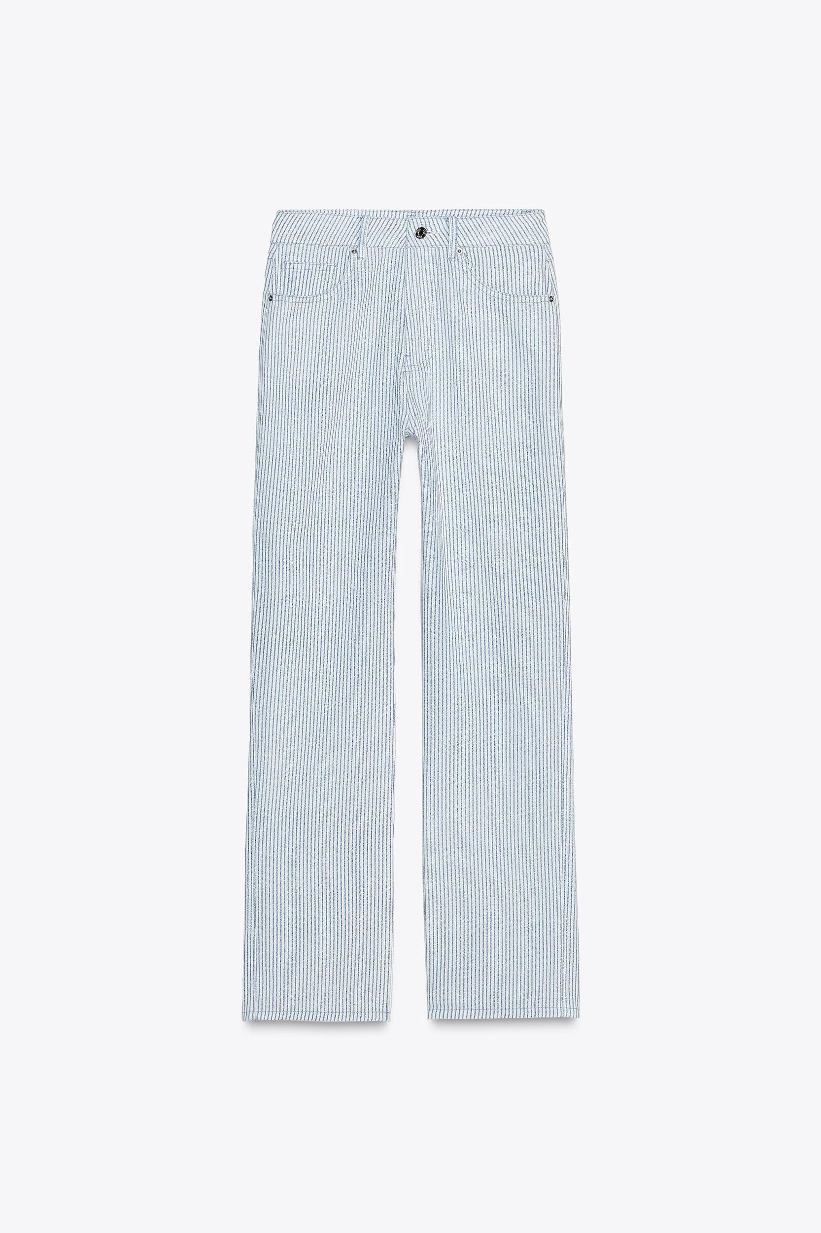 STRIPED PRINT STRAIGHT CUT PANTS Product Image