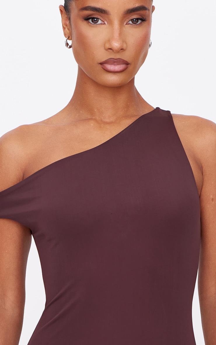 Chocolate Matte Asymmetric Mini Dress Product Image