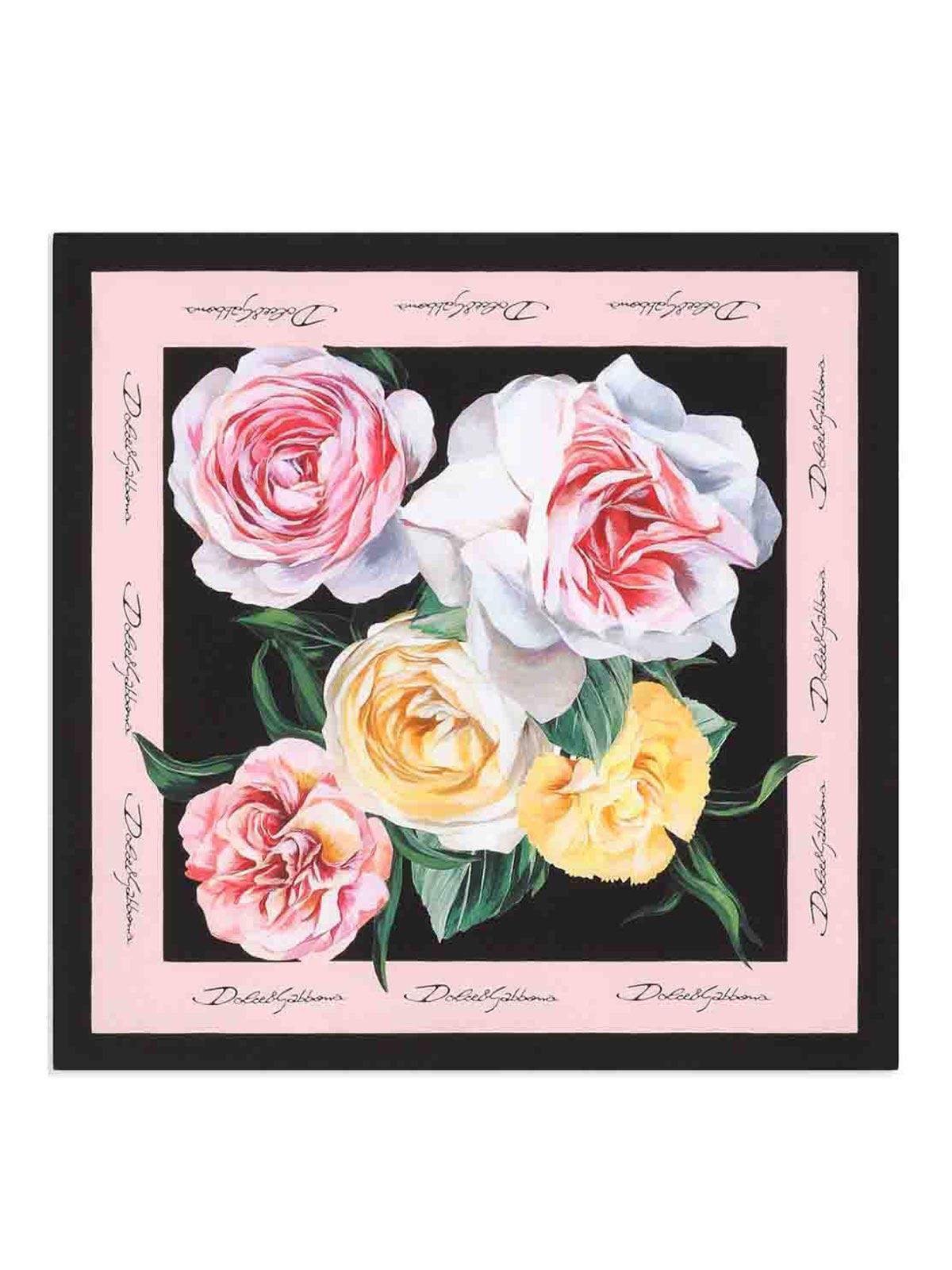 DOLCE & GABBANA Floral Print Foulard In Black Product Image