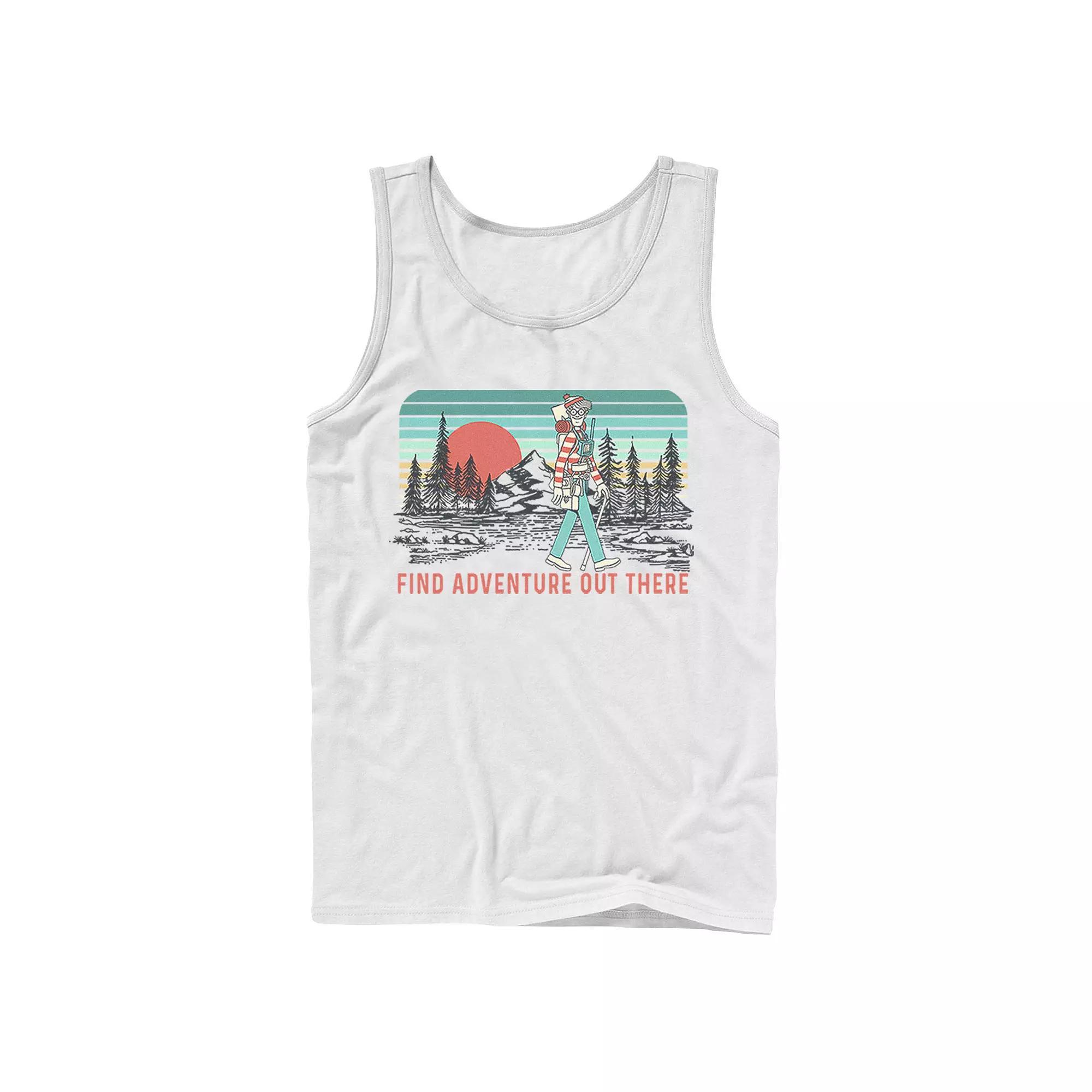 Men's Where's Waldo Find Adventure Out There Tank Top, Size: Large, White Product Image