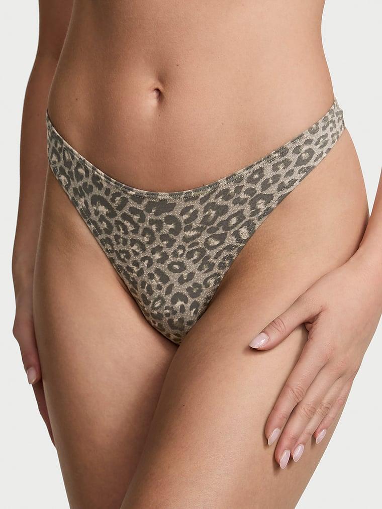 Stretch Cotton Scoop High-Leg Thong Panty Product Image