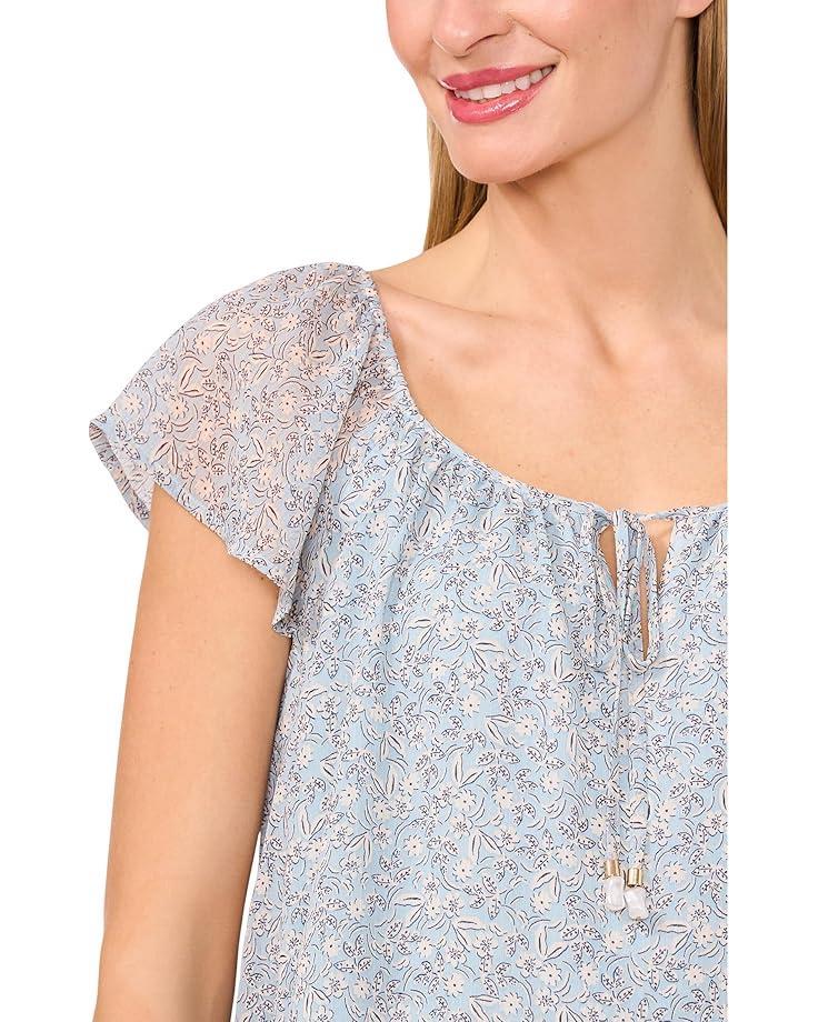 V-Neck Shirred Flutter Sleeve Blouse Product Image