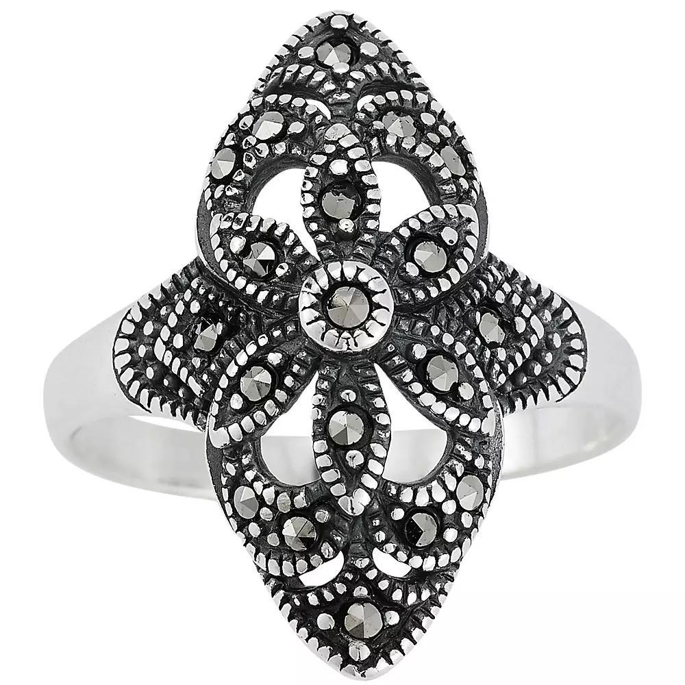 Sunkissed Sterling Sterling Silver Oxidized Cubic Zirconia Bold Flower Ring, Women's, Size: 6, Silver Tone Product Image