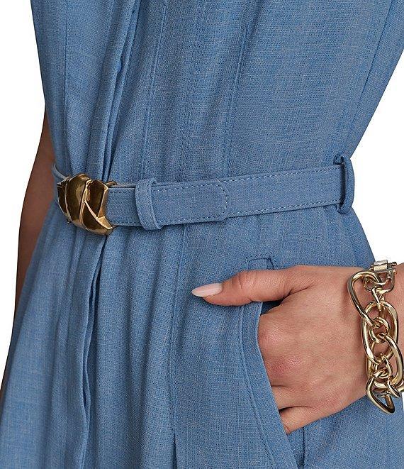 Donna Karan Button Front A-Line Midi Dress Product Image