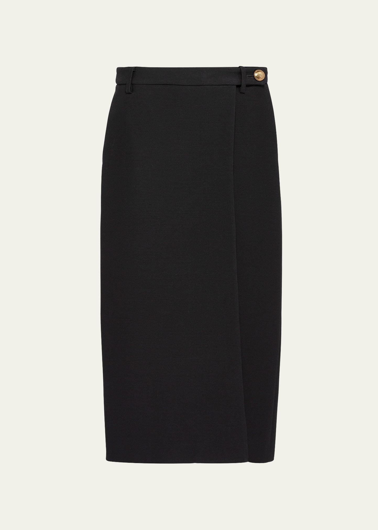 Thigh-Slit Crepe Wrap Midi Skirt Product Image