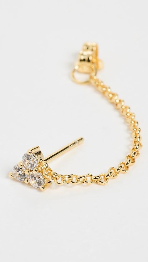 By Adina Eden CZ Trio Cluster Chain Front Back Stud Earrings | Shopbop Product Image