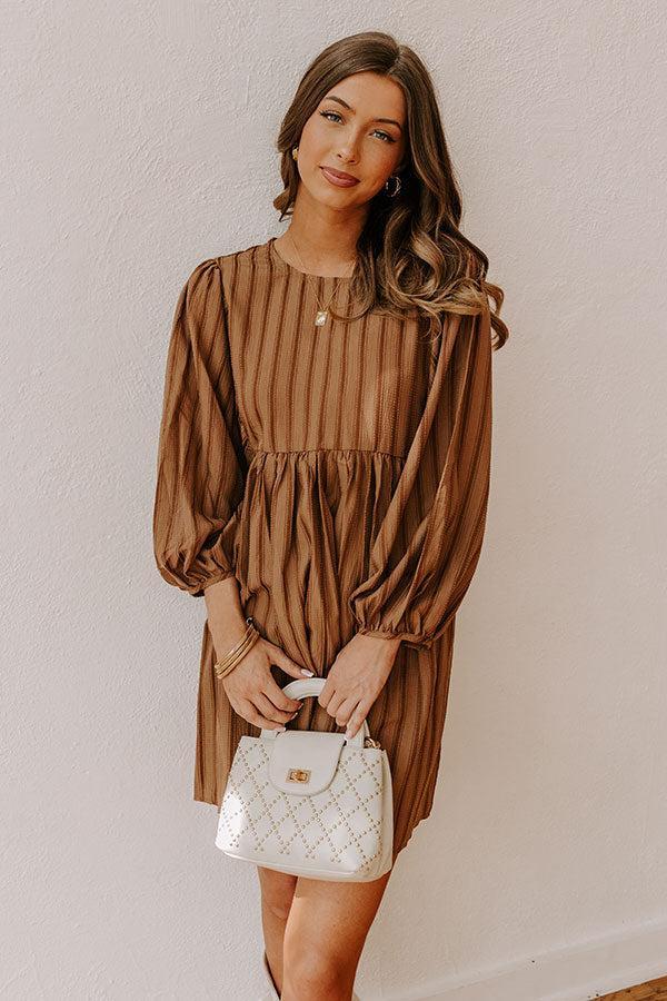 Vermont Stroll Stripe Mini Dress in Mocha Product Image