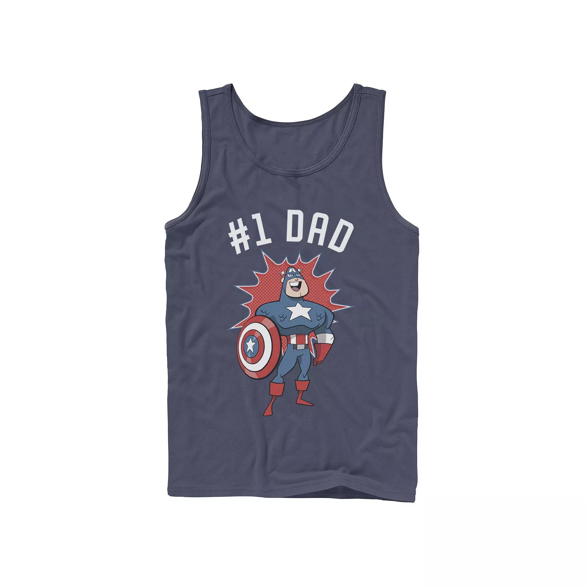 Mens Marvel Fathers Day #1 Dad Captain America Portrait Tank Top Blue Product Image