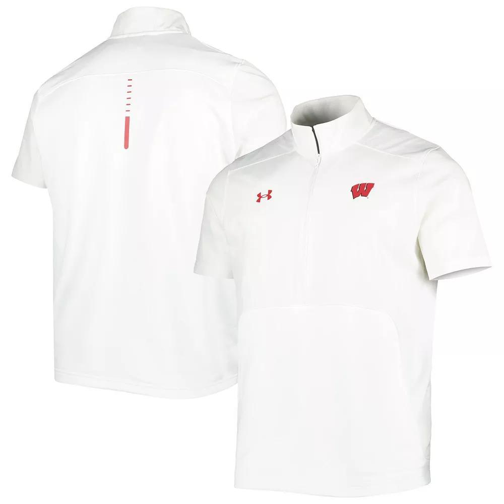 Men's Under Armour White Wisconsin Badgers Motivate 2.0 Half-Zip Jacket, Size: XL Product Image